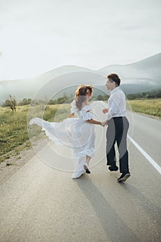 Happy couple. Wedding photo. Couple in love. Bride and groom.