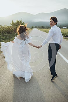 Happy couple. Wedding photo. Couple in love. Bride and groom.