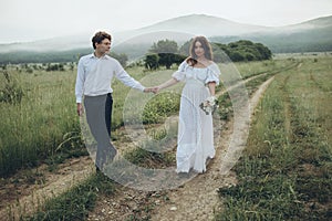 Happy couple. Wedding photo. Couple in love. Bride and groom.