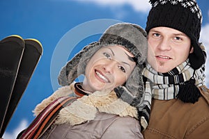 Happy couple at winter