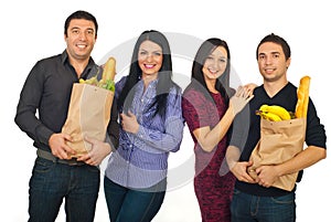 Happy couples at shopping for food