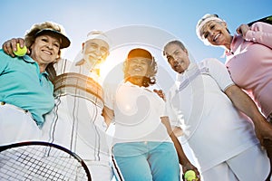 Happy Couples on the Tennis Court