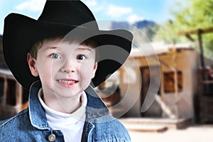 Happy Cowboy in Old West