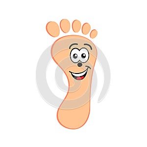 Happy crying foot cartoon vector character