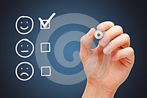 Happy Customer Feedback On Survey Form Concept