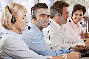 Happy customer service operator photo