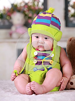 Happy cute 3-month old Asian baby