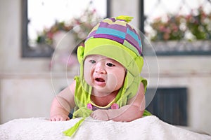 Happy cute 3-month old Asian baby