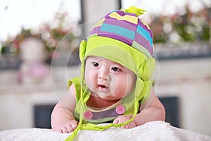 Happy cute 3-month old Asian baby