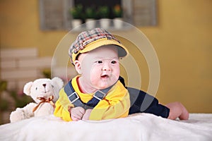 Happy cute 3-month old Asian baby