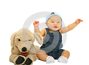 Happy Cute Baby With Stuffed Animal