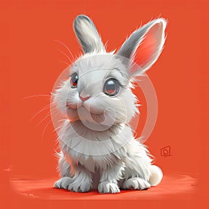 Happy cute easter little bunny. AI generative