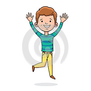 Happy and cute funny boy jumping