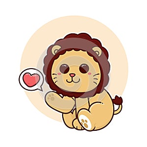 happy cute lion love adorable cartoon doodle