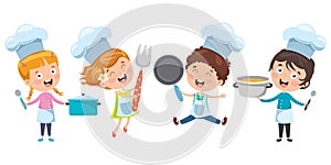 Happy Cute Little Chef Cooking