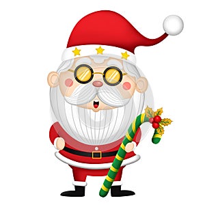 Happy Cute Santa Claus Merry Christmas and happy new year collection. with Holiday design characters set.