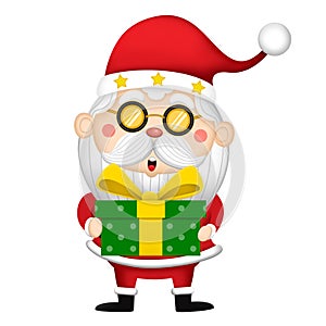 Happy Cute Santa Claus Merry Christmas and happy new year collection. with Holiday design characters set.