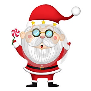 Happy Cute Santa Claus Merry Christmas and happy new year collection. with Holiday design characters set.