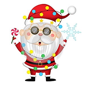 Happy Cute Santa Claus Merry Christmas and happy new year collection. with Holiday design characters set.