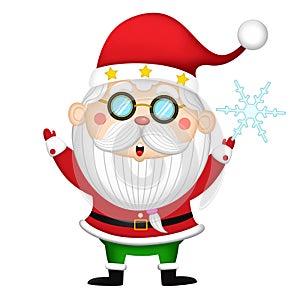 Happy Cute Santa Claus Merry Christmas and happy new year collection. with Holiday design characters set.