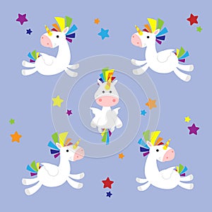 Happy cute Unicorn illustration set