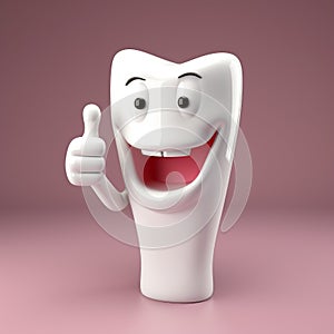 Happy 3d Tooth Macot giving thumb up. photo