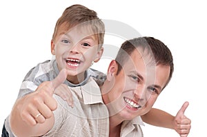 Happy dad and son