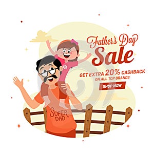 Happy daughter and father duo, Father`s Day celebration sale ban