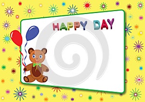 Happy day for childrens birthday congratulations with empty white space in the frame.