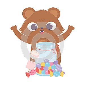 Happy day, little bear jar with candies and caramels