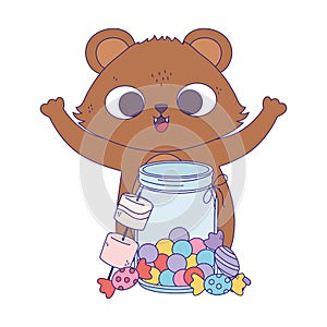 Happy day, little bear jar with candies and caramels