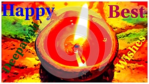 Happy Deepawali Colorful Illustration Image