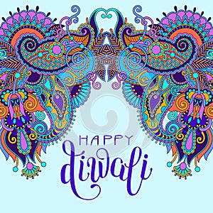 Happy Deepawali greeting card with hand written inscription