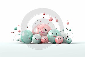 Happy design with few mint and pink blob. Generative AI