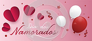 Happy Dia dos Namorados June 12 Valentine`s Lovers` Day of the Enamored poster vector design template