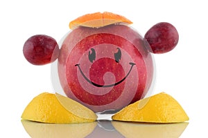 Happy diet. Funny fruits character collection