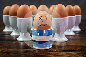 Happy Different Individual Concept Eggs in Egg Cups