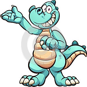 Happy cartoon dinosaur with toothy smile