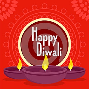 Happy divali concept background, flat style