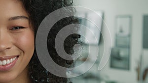 Happy diverse people close up concept, Portrait young woman with afro hairstyle