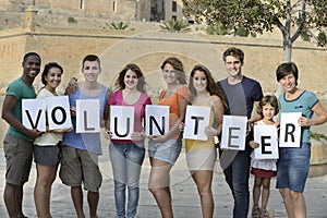 Happy and diverse volunteer group