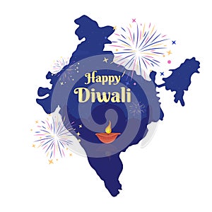Happy Diwali 2D vector isolated illustration