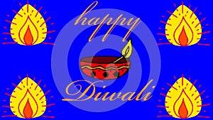 Happy Diwali Blue Background Illustration Image