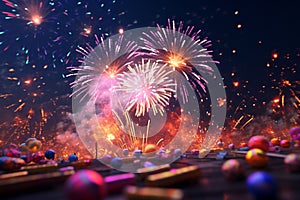 Happy Diwali with bright fireworks and joyful