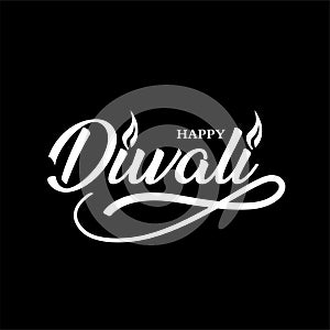 Happy diwali calligraphy vector on black background