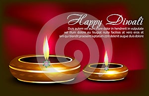 Happy diwali celebration background with deepak