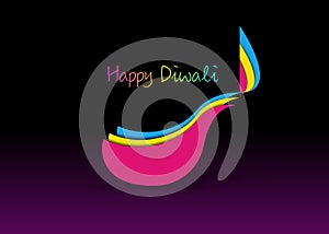 Happy Diwali Celebration in Paper Cut Graphic design of Indian Diya Oil Lamp Flat Design. Colorful Festival of Lights. Vector