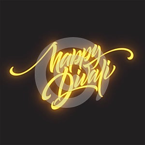 Happy Diwali Festival Bright. Flame Glowing Letters Design Element. Vector illustration