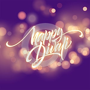 Happy Diwali Festival Bright. Flame Glowing Letters Design Element. Vector illustration