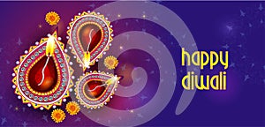 Happy Diwali festival holiday celebration of India greeting background